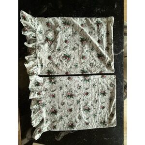 Vtg Ralph Lauren Blaine Pink Floral Cottage Ruffled Two Standard Pillowcases